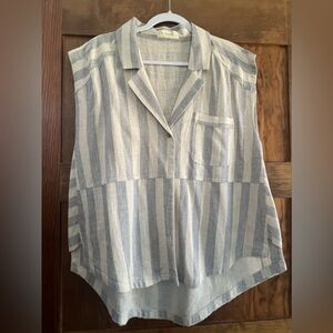 Linen Stripe Swing Style Top Sleeveless